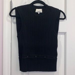 Phillip Lim 3.1 Black Ribbed Sweater Vest Top Sz M